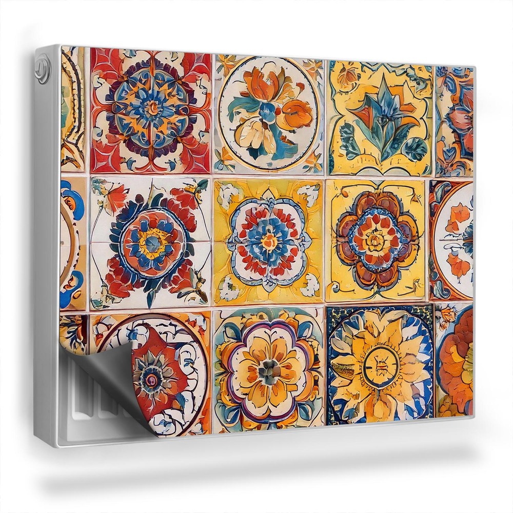 Magnet na radiátor Barevné staré dlaždice s květinovými vzory