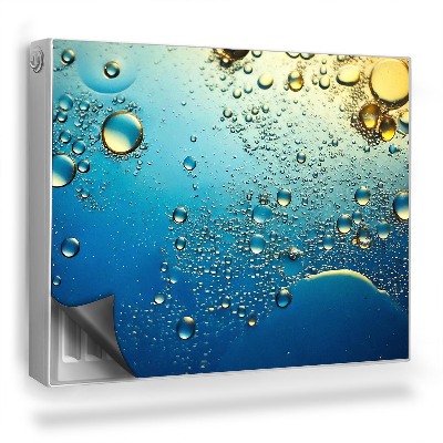 Dekorativní magnet na radiátor Zoom kapek oleje ve vodě, modré a žluté