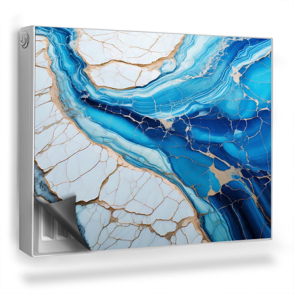 Dekorativní magnet na radiátor Modrý a bílý mramor s žilkami