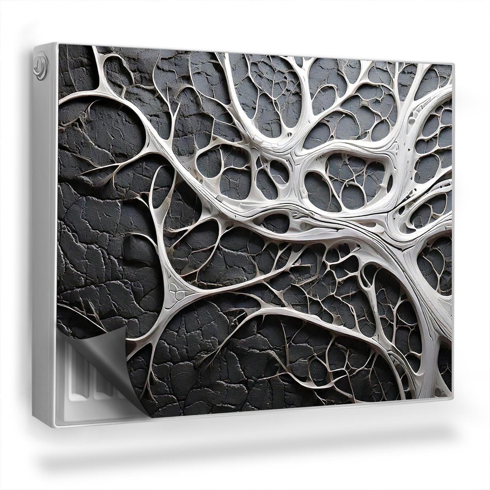 Dekorativní magnet na radiátor Bílý vzor připomínající větve, žilky