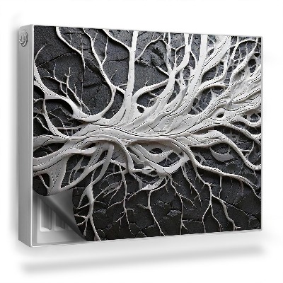 Magnetický kryt na radiátor Bílý vzor připomínající větve a kořeny