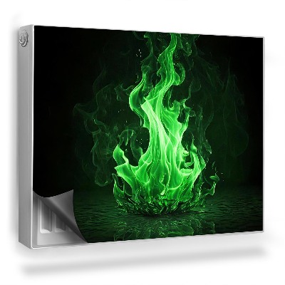 Magnetický kryt na radiátor Zelený plamen, táborák, silný kontrast