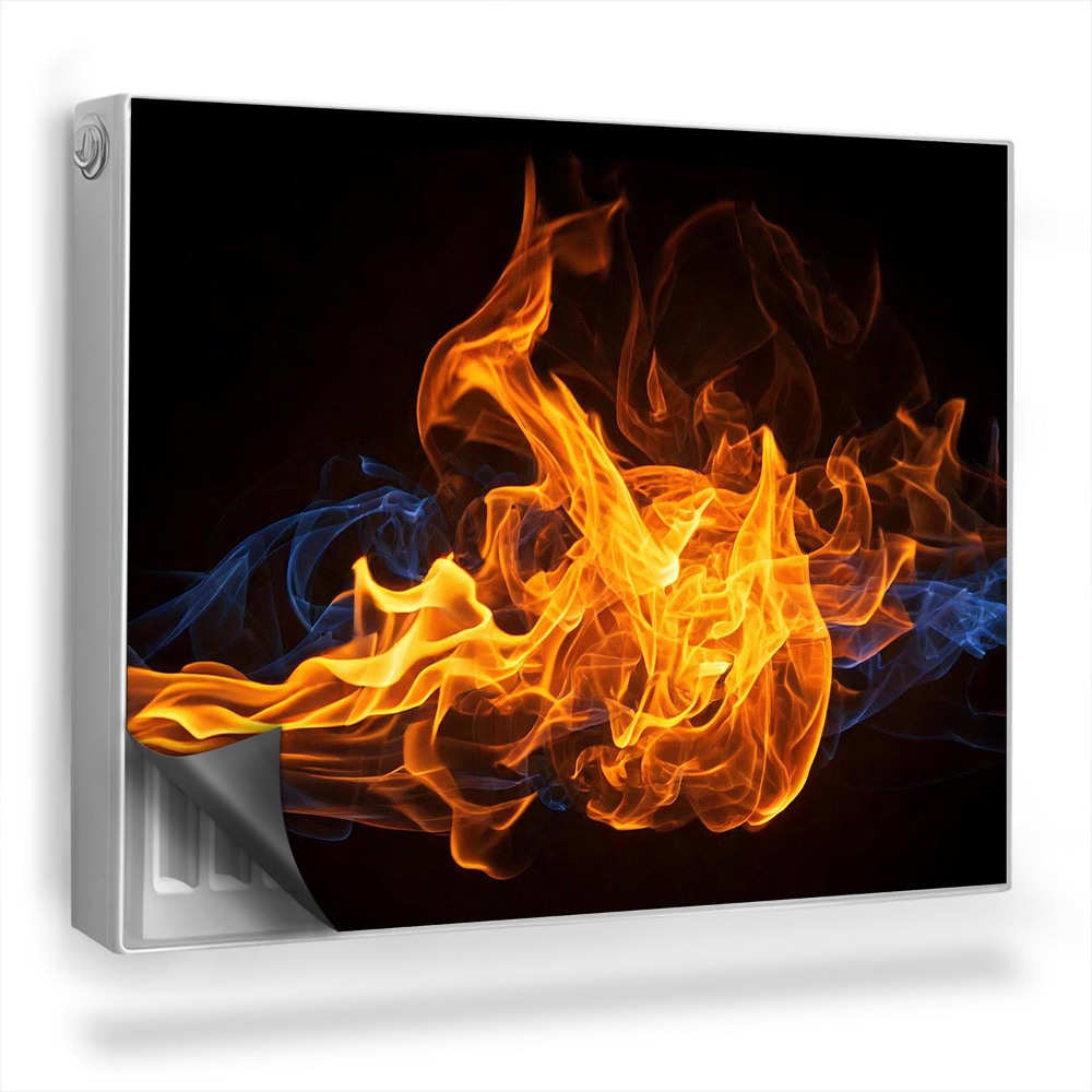 Magnetický kryt na radiátor Tanec plamenů ohně na tmavém pozadí