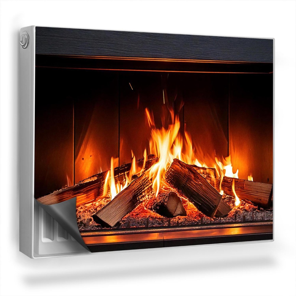 Dekorativní magnet na radiátor Hořící domácí krb se dřevem