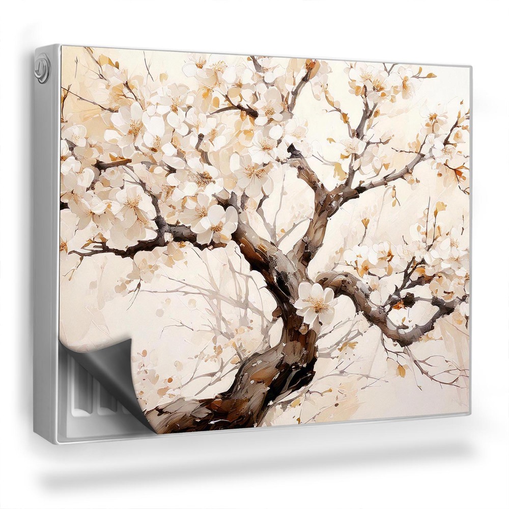 Magnetický kryt na radiátor Akvarelem malované květiny na stromě