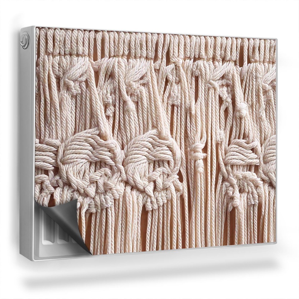 Dekorativní magnet na radiátor Detail bílého ručně vyrobeného makramé