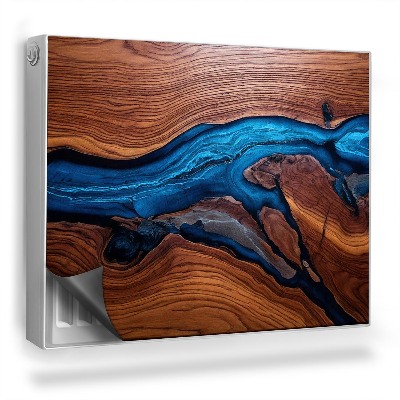 Dekorativní magnet na radiátor Tmavé staré dřevo, modrá pryskyřice