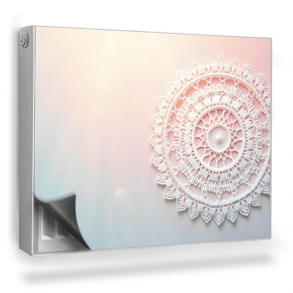 Magnetický kryt na radiátor Bílá mandala, prolamované vazby, pastely