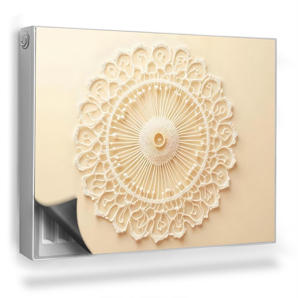 Magnet na radiátor Jemná mandala, prolamované vazby, béžová