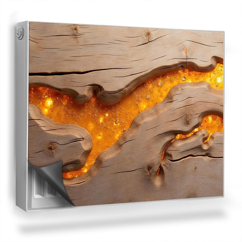 Magnetický kryt na radiátor Dřevěná deska s jantarovou pryskyřicí