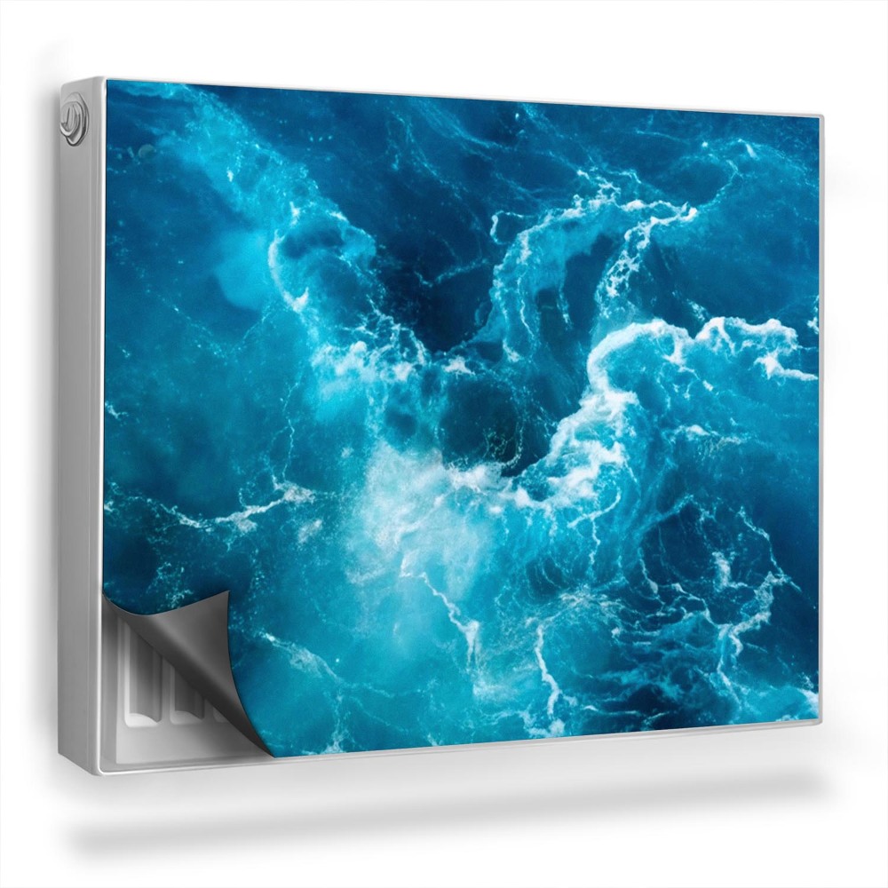 Dekorativní magnet na radiátor Pěnivá oceánská vlna, celadon, tmavě modrá