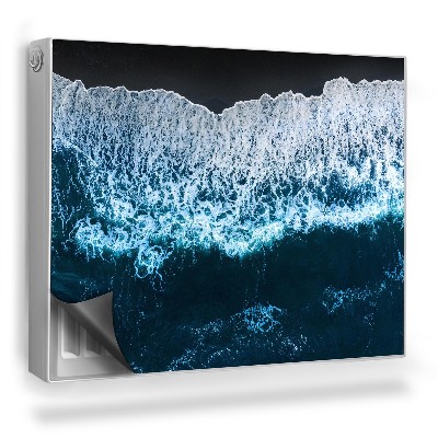 Magnetický kryt na radiátor Pěnivá oceánská vlna, fragment černé pláže