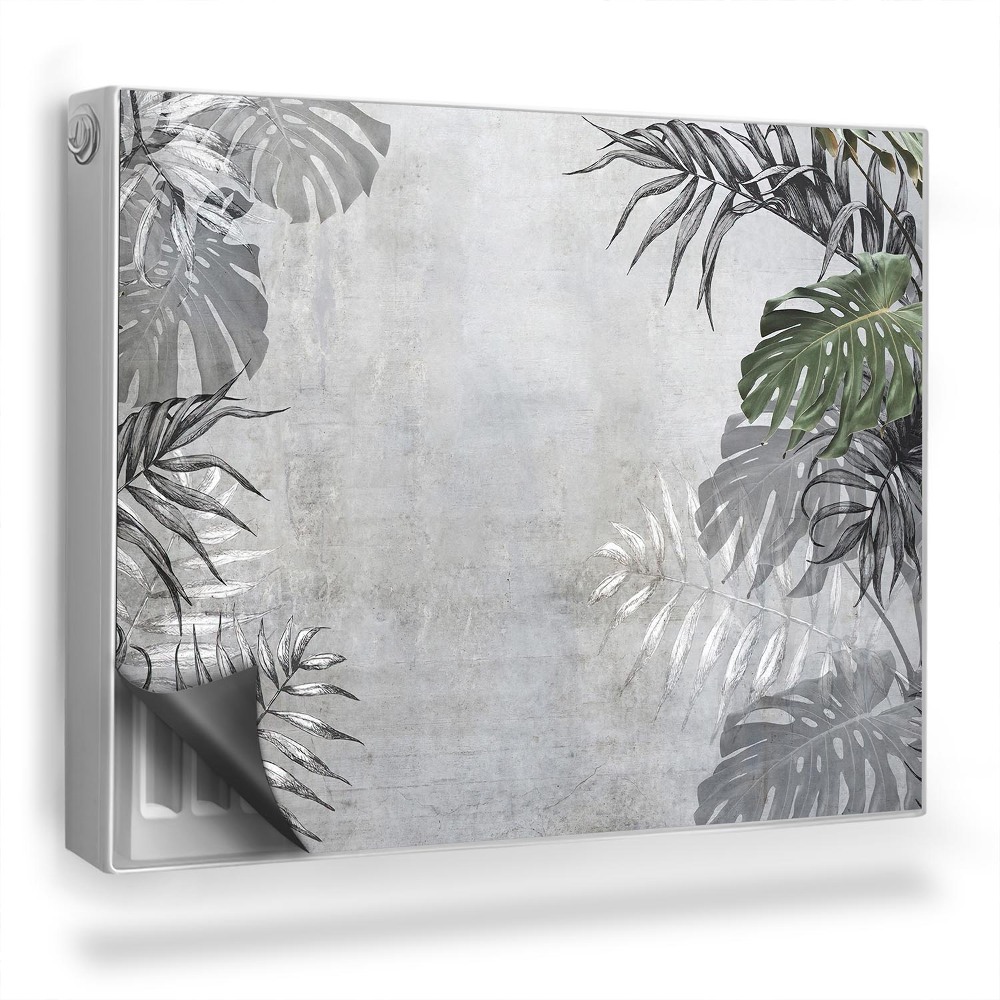 Dekorativní magnet na radiátor Textura betonu a tropické listy boho