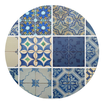 Podložka pod křeslo kulatá Dlaždice v retro stylu