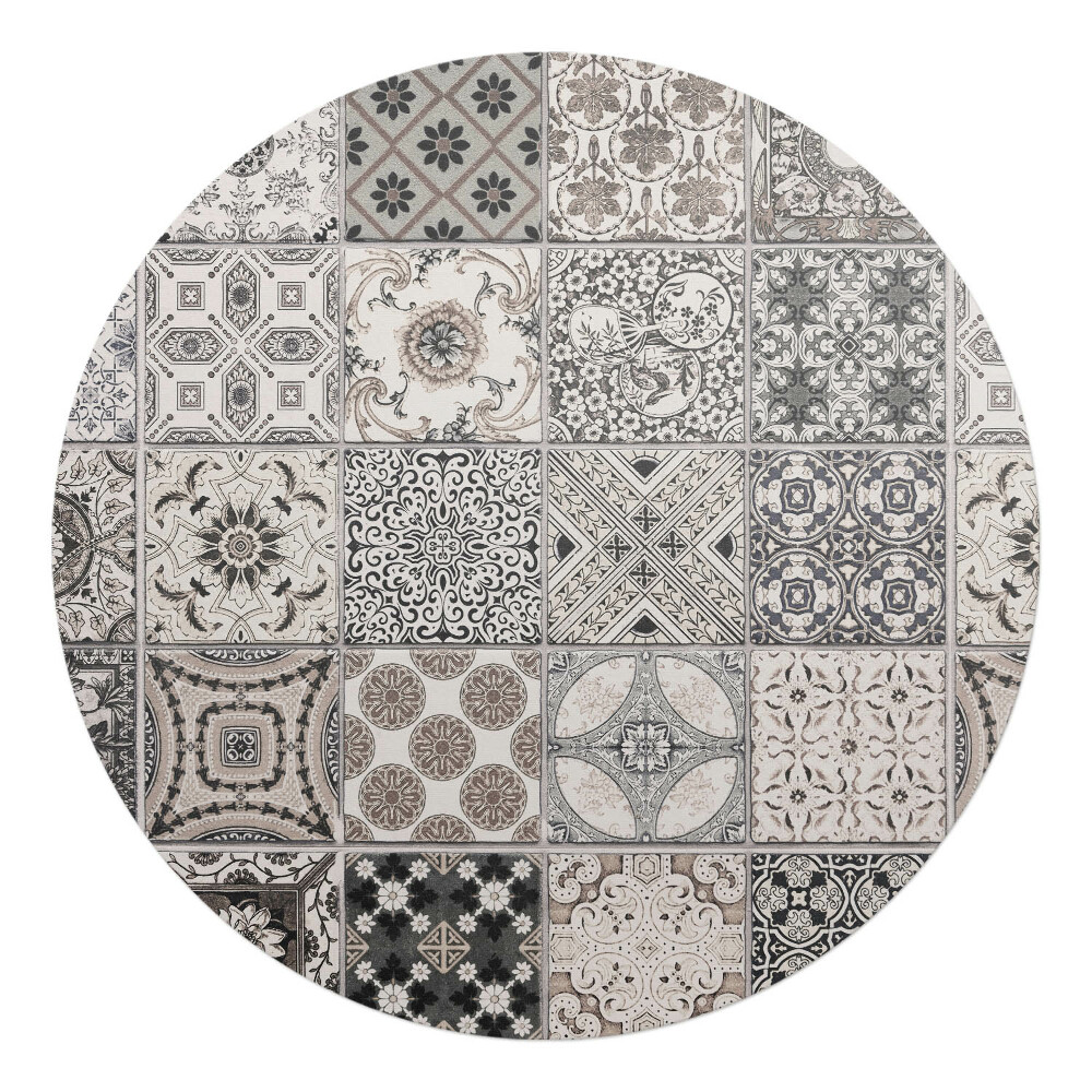 Podložka pod židli kulatá Dlaždice v retro stylu