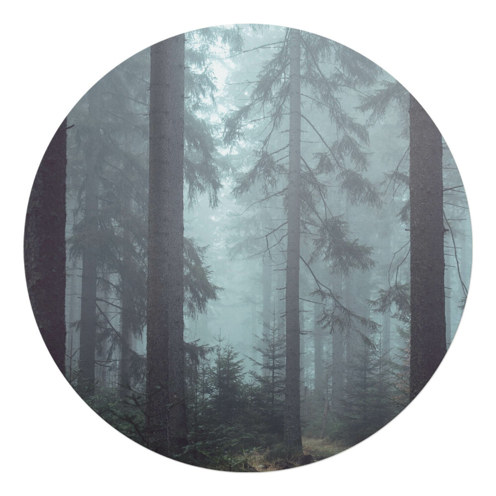 Podložka pod židli kulatá Mlžný jehličnatý les