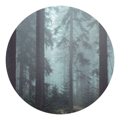 Podložka pod židli kulatá Mlžný jehličnatý les