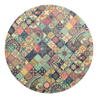 Podložka pod křeslo kulatá Květinová patchworková výzdoba