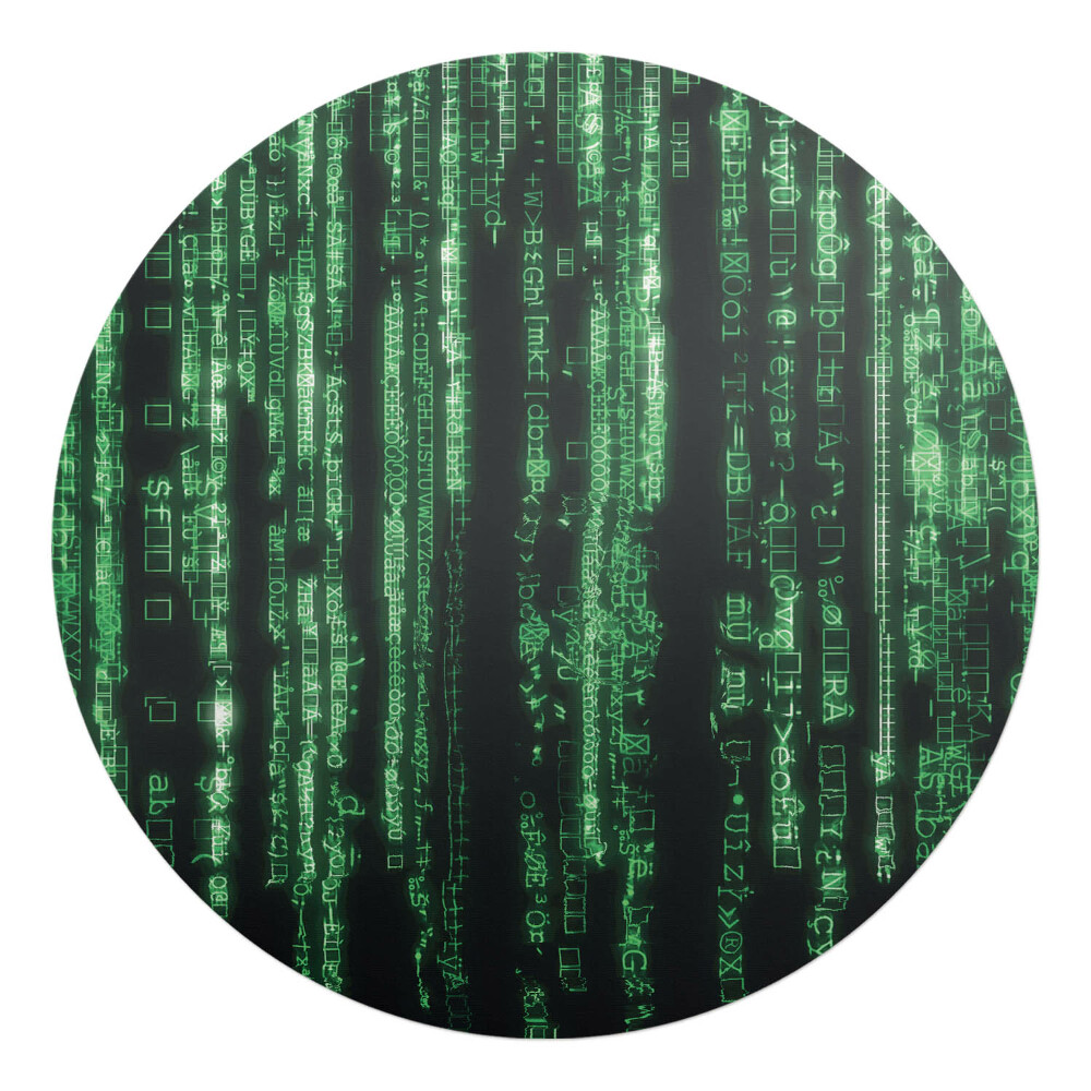 Podložka pod křeslo kulatá Padající digitální kód