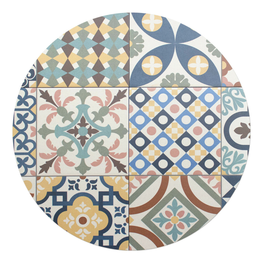 Podložka pod židli kulatá Retro vzor dlaždic