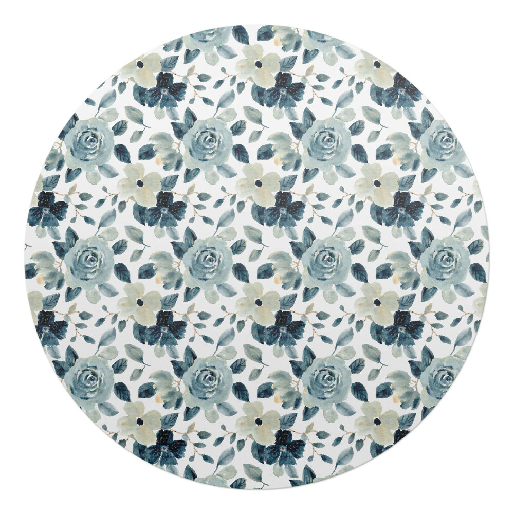 Ochranná podložka na podlahu kulatá Retro květinový vzor