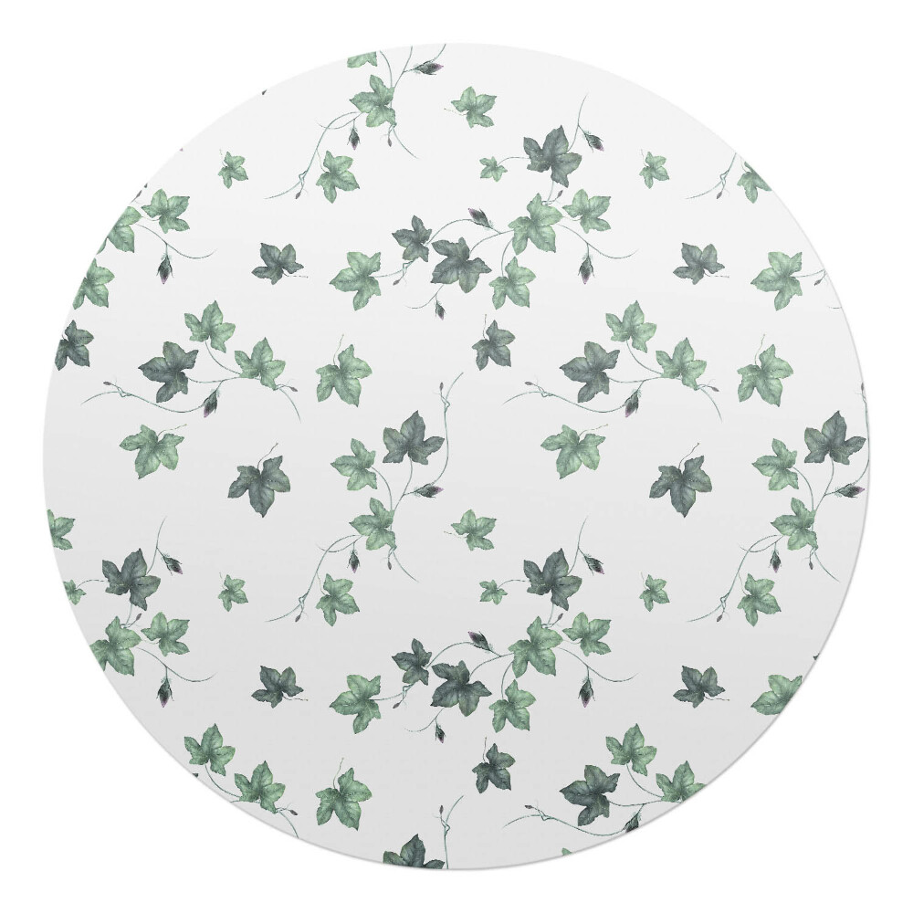Ochranná podložka pod židli kulatá Listy břečťanu na bílém
