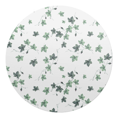 Ochranná podložka pod židli kulatá Listy břečťanu na bílém