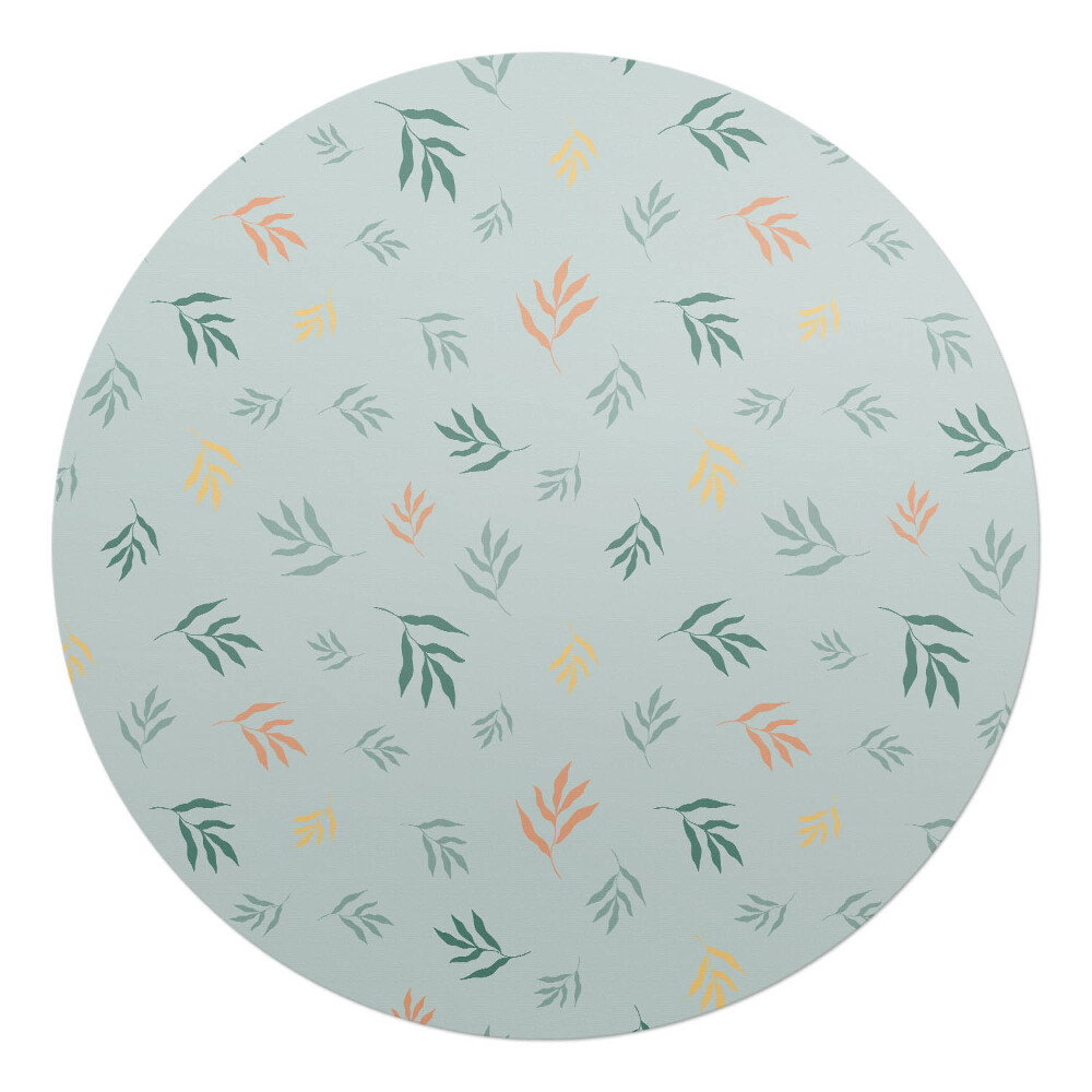 Podložka pod křeslo kulatá Listy na pastelovém pozadí
