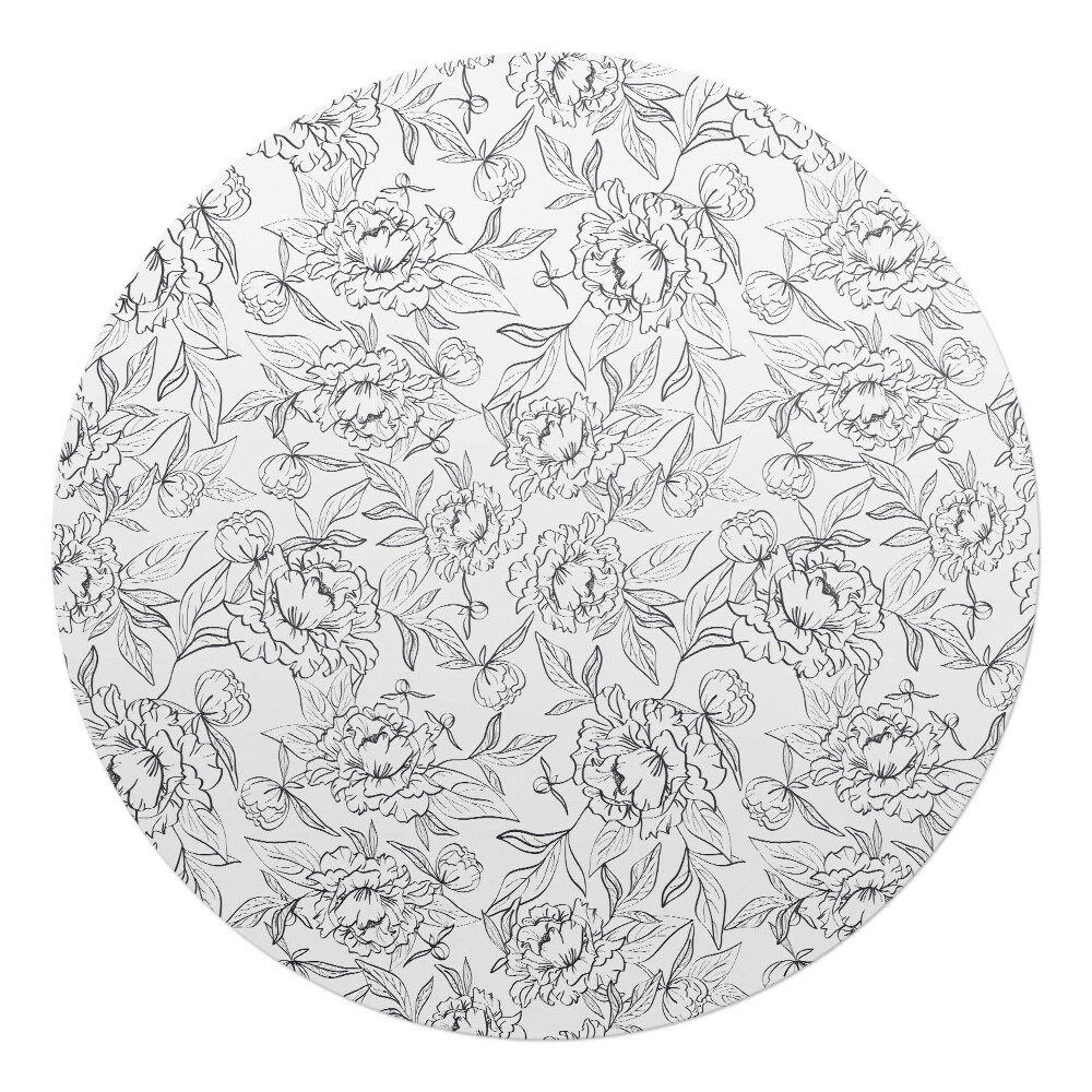 Podložka pod židli kulatá Květinový vzor obrysu