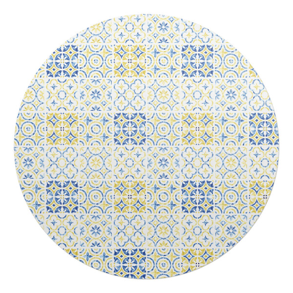 Ochranná podložka pod židli kulatá Geometrický retro vzor