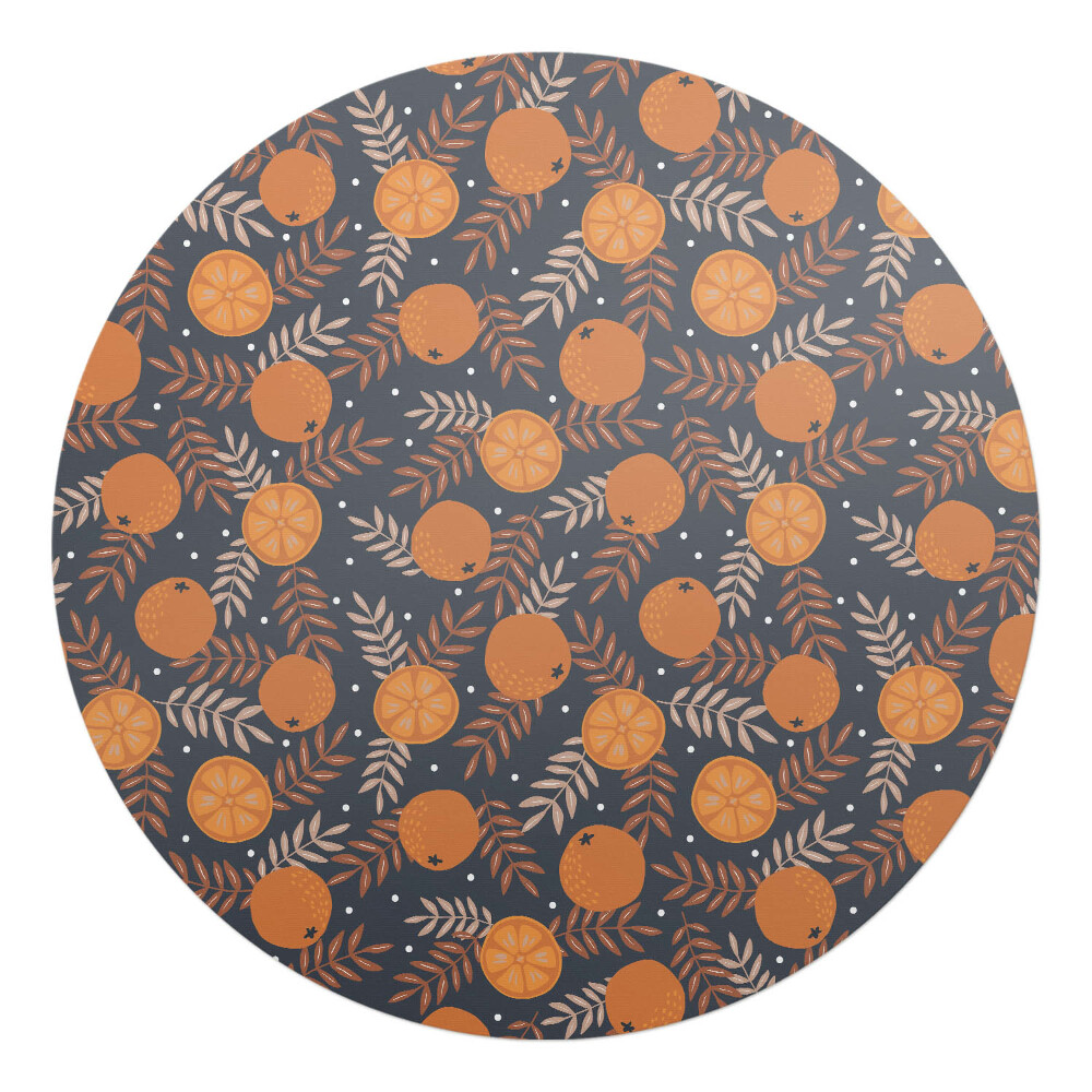 Podložka pod židli kulatá Pomeranče a listy