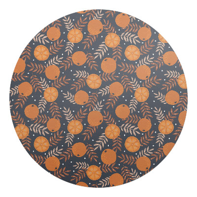 Podložka pod židli kulatá Pomeranče a listy