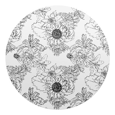 Podložka pod židli kulatá Květinový lineární vzor