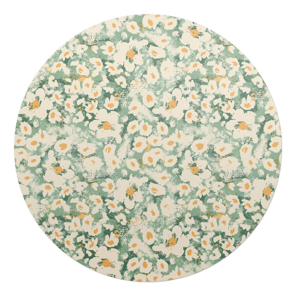 Podložka pod židli kulatá Retro květinový vzor