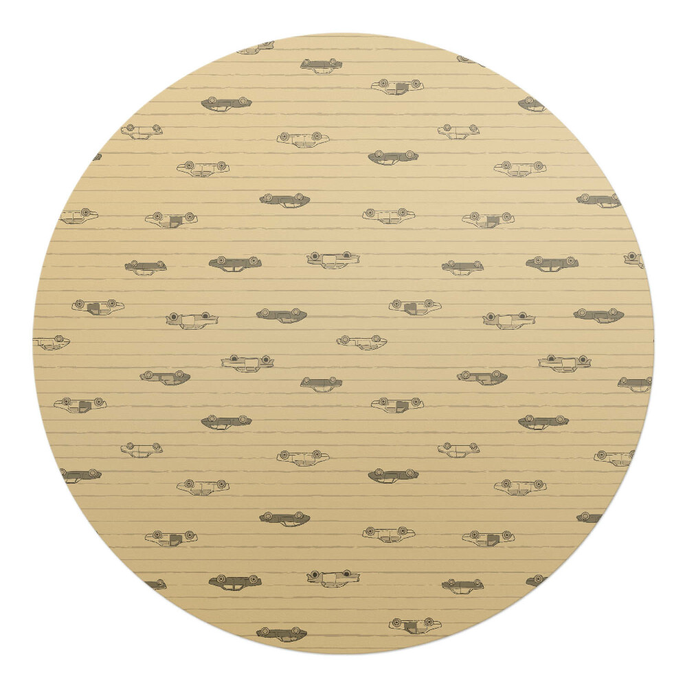 Podložka pod křeslo kulatá Retro vzor letadel
