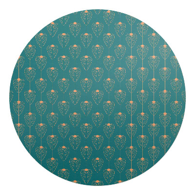 Ochranná podložka pod židli kulatá Listový retro vzor