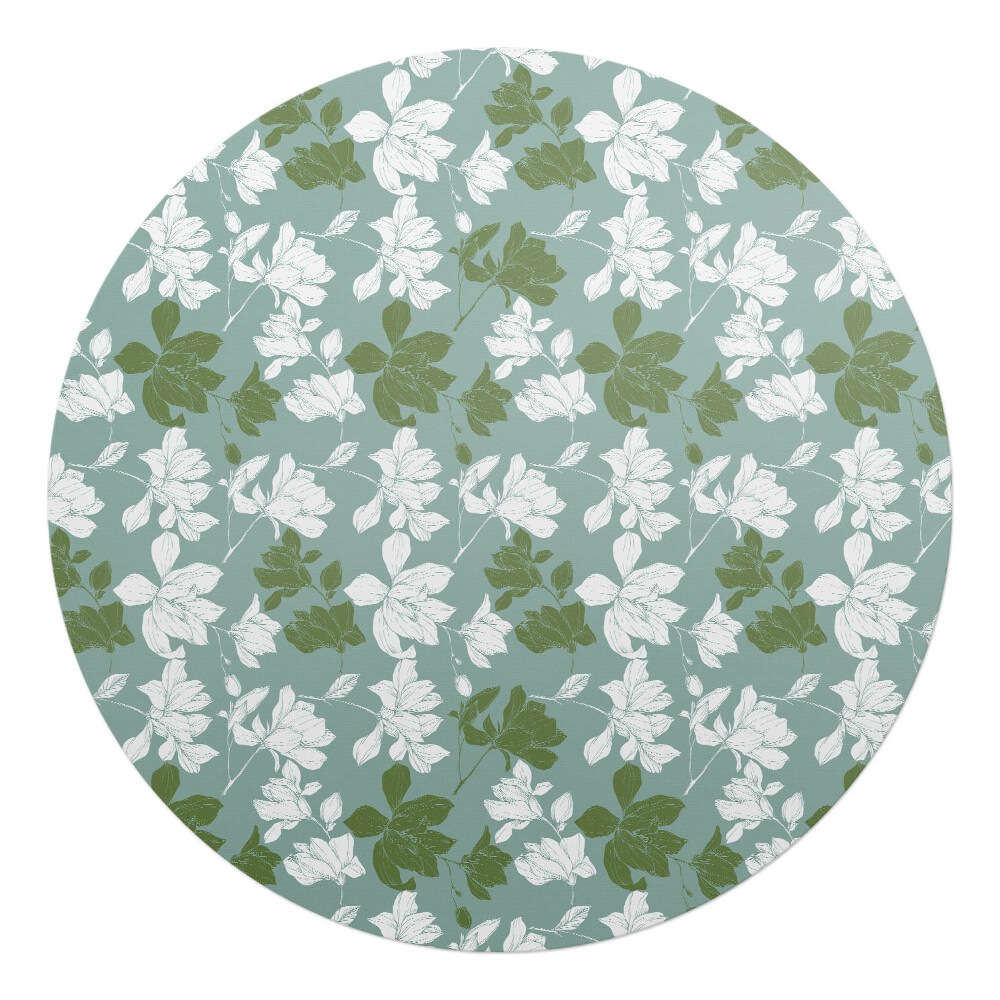 Ochranná podložka na podlahu kulatá Květinový listový vzor
