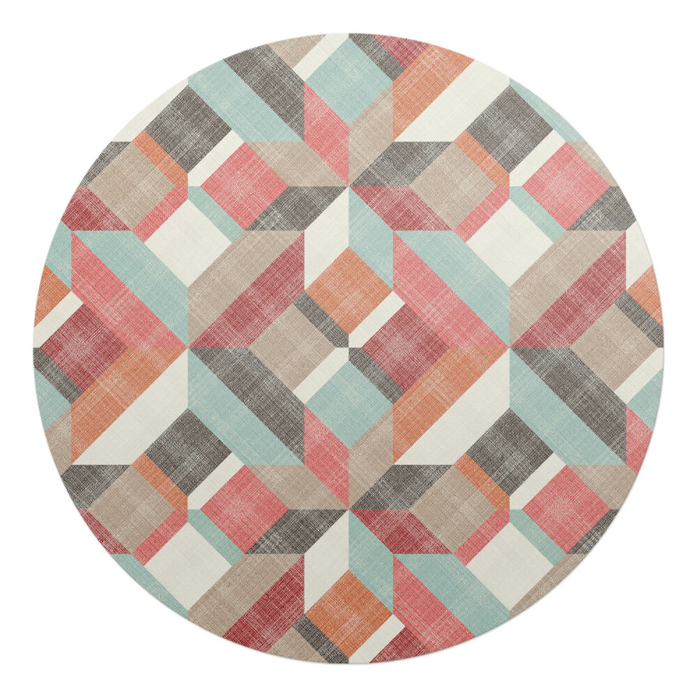 Ochranná podložka pod židli kulatá Geometrický retro vzor