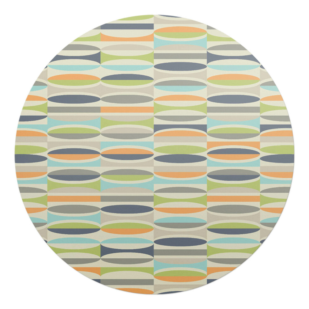 Podložka pod židli kulatá Oválný retro vzor