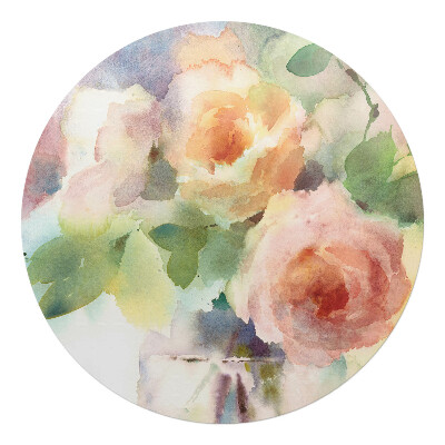 Podložka pod židli kulatá Akvarelové květiny