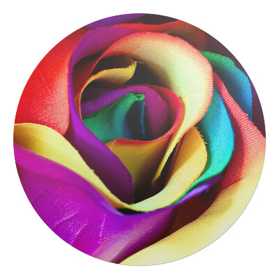 Podložka pod židli kulatá Duhově zbarvený květ