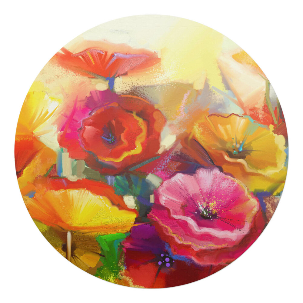 Podložka pod židli kulatá Květiny v abstrakci