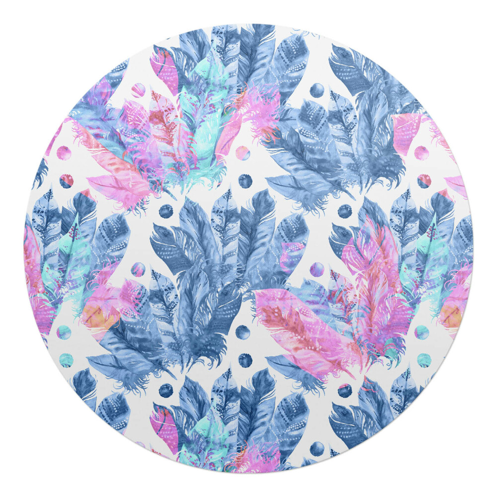 Podložka pod židli kulatá Peří a tečky