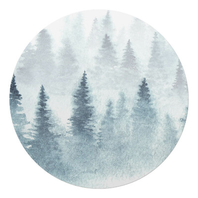 Podložka pod křeslo kulatá Akvarel mlha les