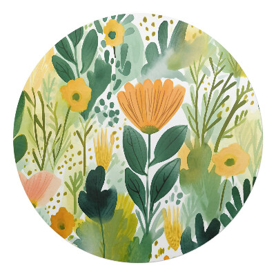 Podložka pod židli kulatá Akvarel květinová louka