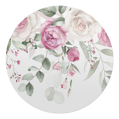 Podložka pod židli kulatá Pastelové květiny a listy