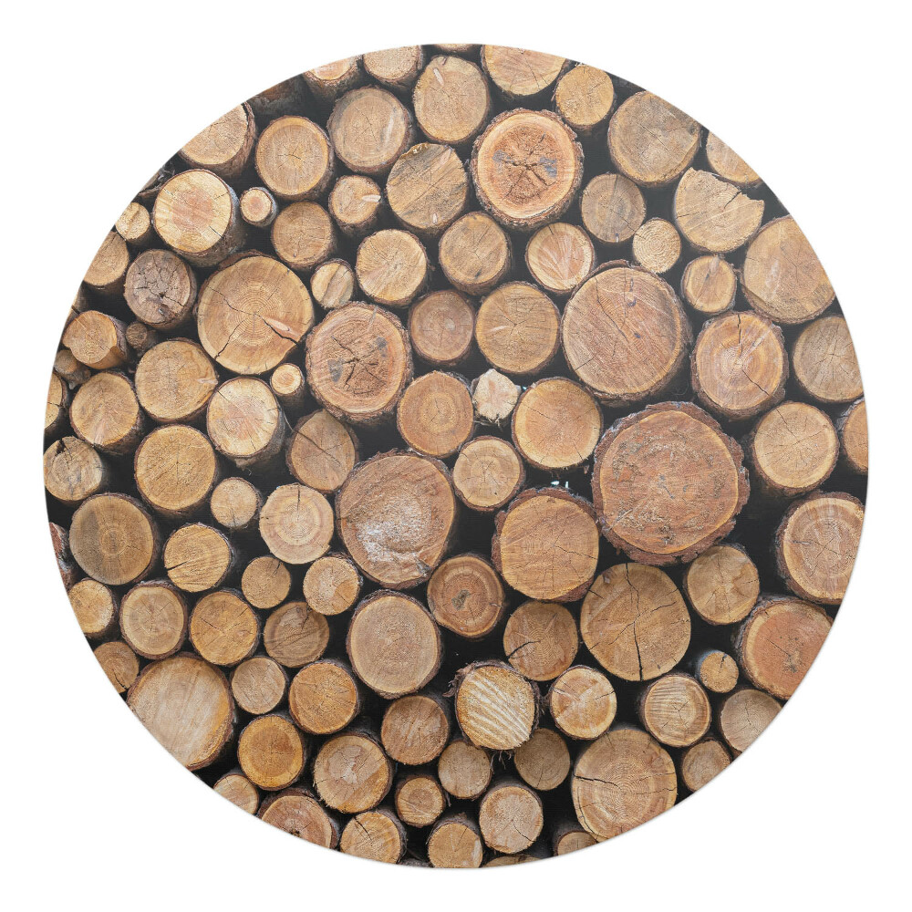 Ochranná podložka pod židli kulatá Hromady dřevěných polen