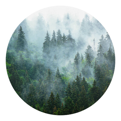 Ochranná podložka pod židli kulatá Mlžný jehličnatý les