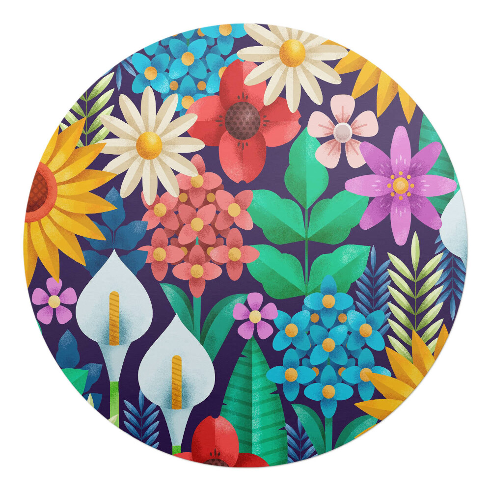 Ochranná podložka pod židli kulatá Retro květinový vzor