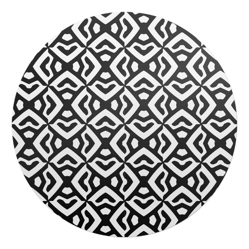 Podložka pod židli kulatá Geometrický retro vzor